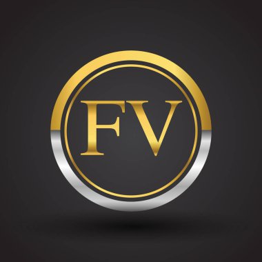 Gümüş ve altın harfler fv vektör çizim