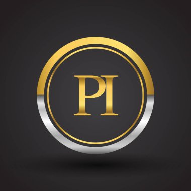 Gümüş ve altın harf pi vektör çizim