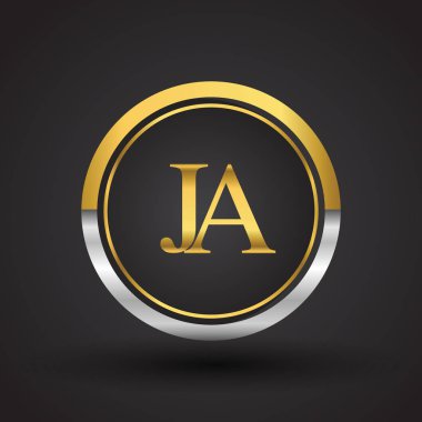 vektör çizim gümüş ve altın harf ja