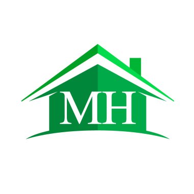 Yeşil ev arka planda beyaz harfler MH