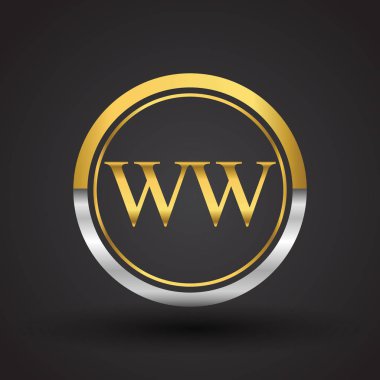 Gümüş ve altın harfler ww vektör çizim