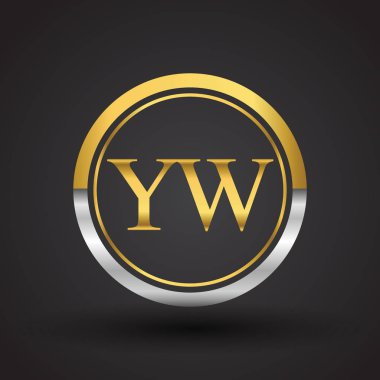 Gümüş ve altın harfler yw vektör çizim