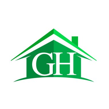 Yeşil ev arka planda beyaz harfler gh