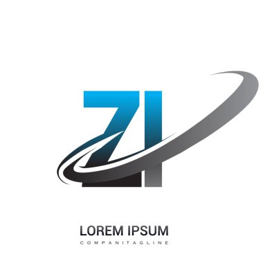 mavi ve siyah harfler zi vektör çizim