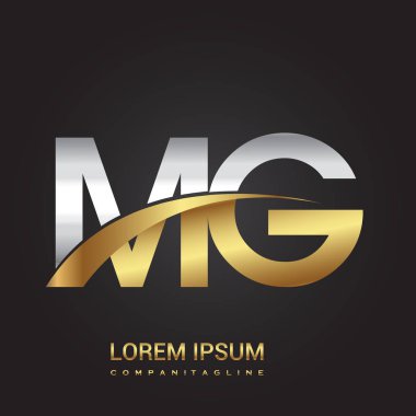 Gümüş ve altın harfler mg illüstrasyon vektör