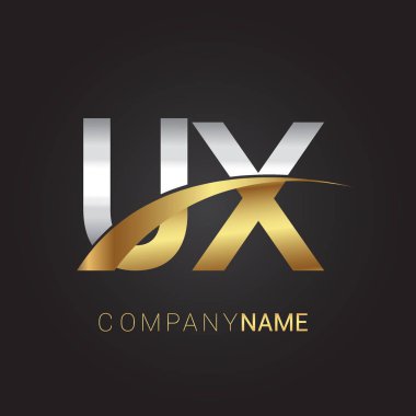 Gümüş ve altın harfler ux çizimi vektör