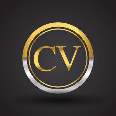 cv vektör çizim gümüş ve altın harfler