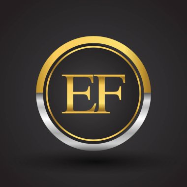 vektör çizim gümüş ve altın harf ef