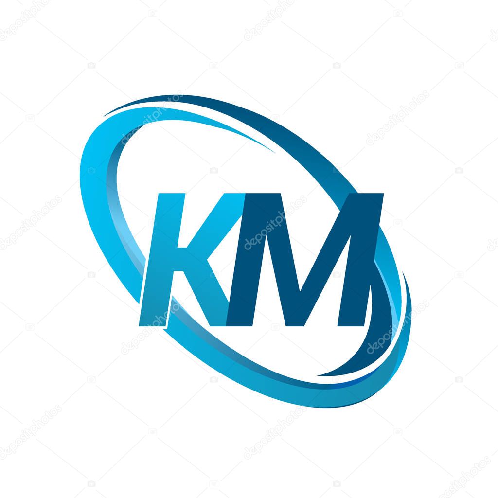 vector illustration of blue letters km