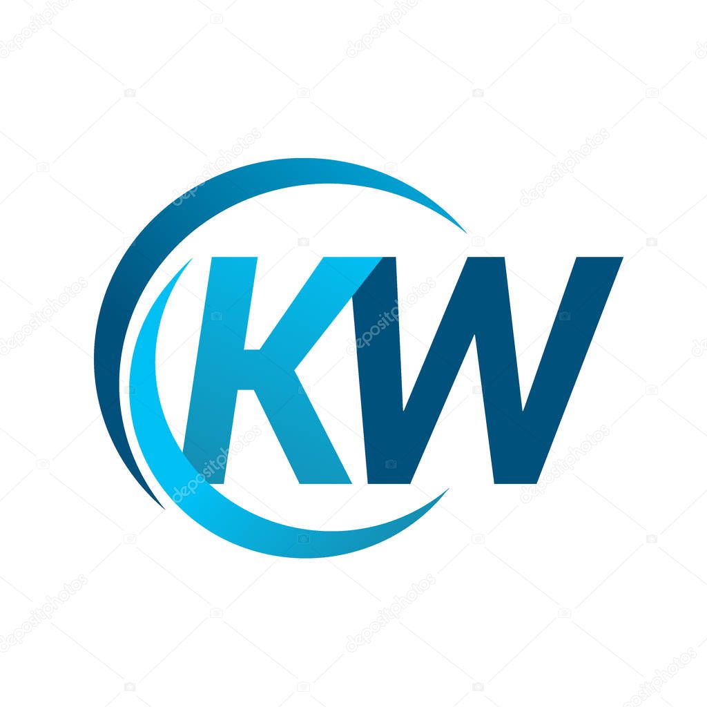 Vector illustration of blue letters kw