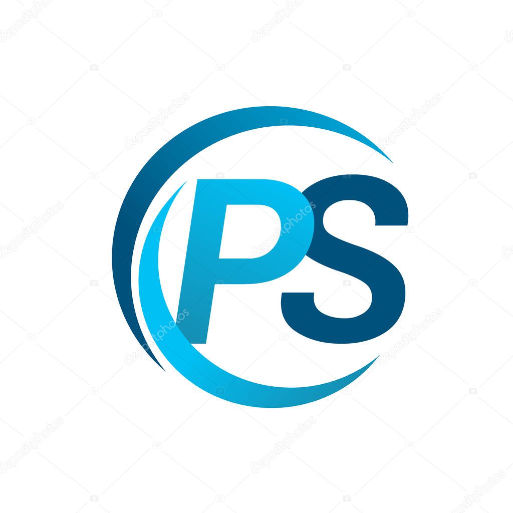 Vector illustration of blue letters ps