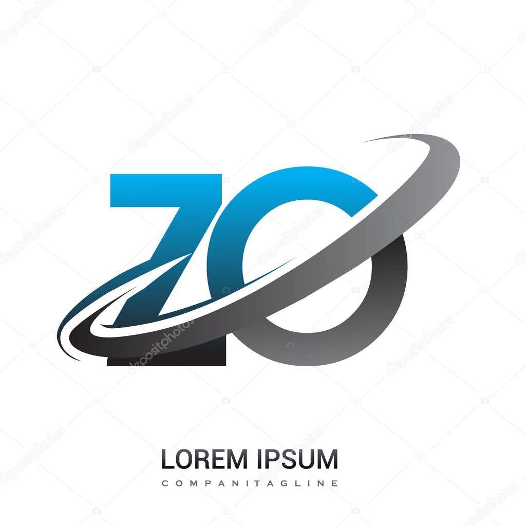 Vector illustration of blue and  black letters zo