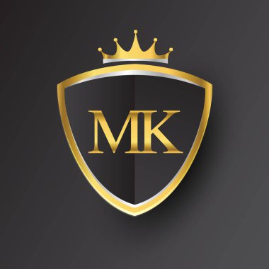 vector illustration of  golden letters mk clipart