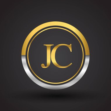 Gümüş ve altın harfler jc vektör çizim