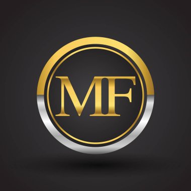 Gümüş ve altın harfler mf vektör çizim