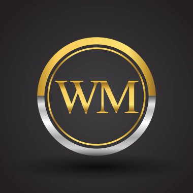 Gümüş ve altın harfler wm vektör çizim