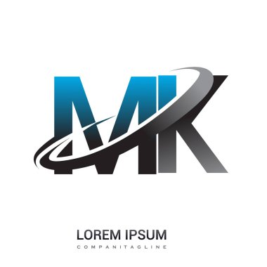 mavi ve siyah vektör çizim mk mektuplar