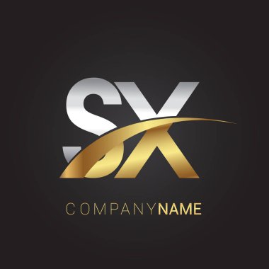 Gümüş ve altın harfler sx çizimi vektör