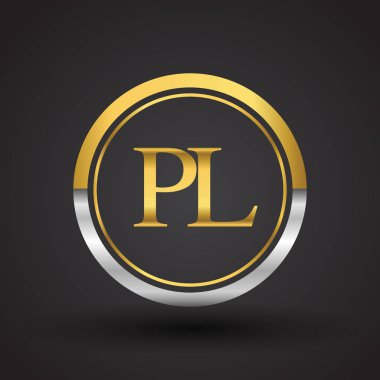 vektör çizim gümüş ve altın pl mektuplar