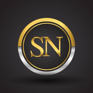 sn vektör çizim gümüş ve altın harfler