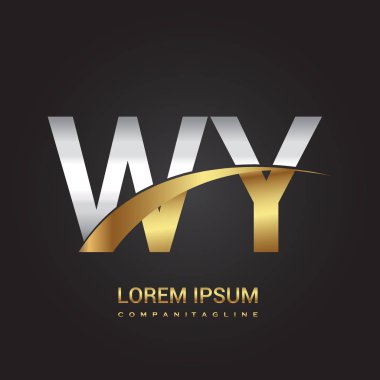 Gümüş ve altın harfler wy çizimi vektör