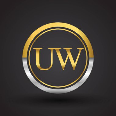uw vektör çizim gümüş ve altın harfler