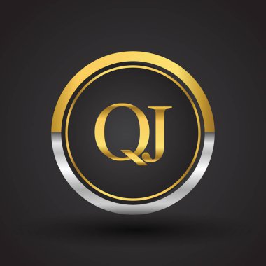 Gümüş ve altın harfler qj vektör çizim