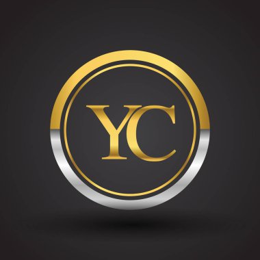 Gümüş ve altın harfler yc vektör çizim