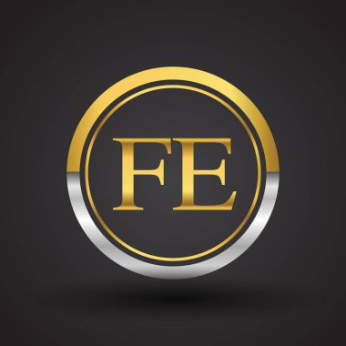 fe vektör çizim gümüş ve altın harfler