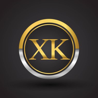 Gümüş ve altın harfler xk vektör çizim