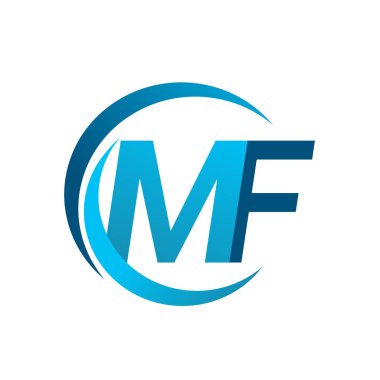 vector illustration of blue letters mf clipart