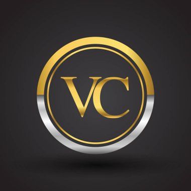 vc vektör çizim gümüş ve altın harfler