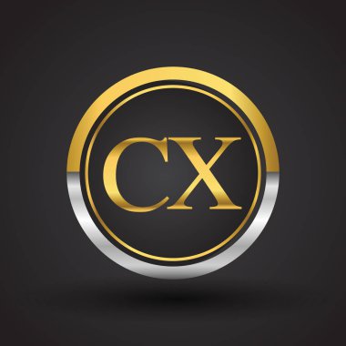 Gümüş ve altın harfler cx vektör çizim