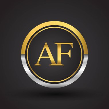 af vektör çizim gümüş ve altın harfler