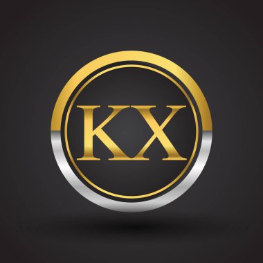 Gümüş ve altın harfler kx vektör çizim