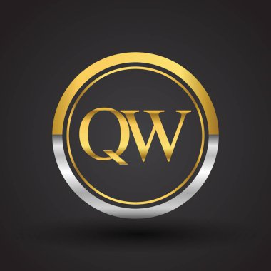 Gümüş ve altın harfler qw vektör çizim