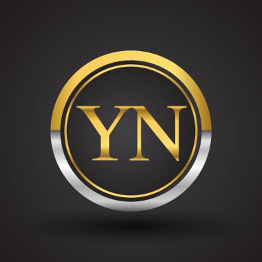 Gümüş ve altın harfler yn vektör çizim