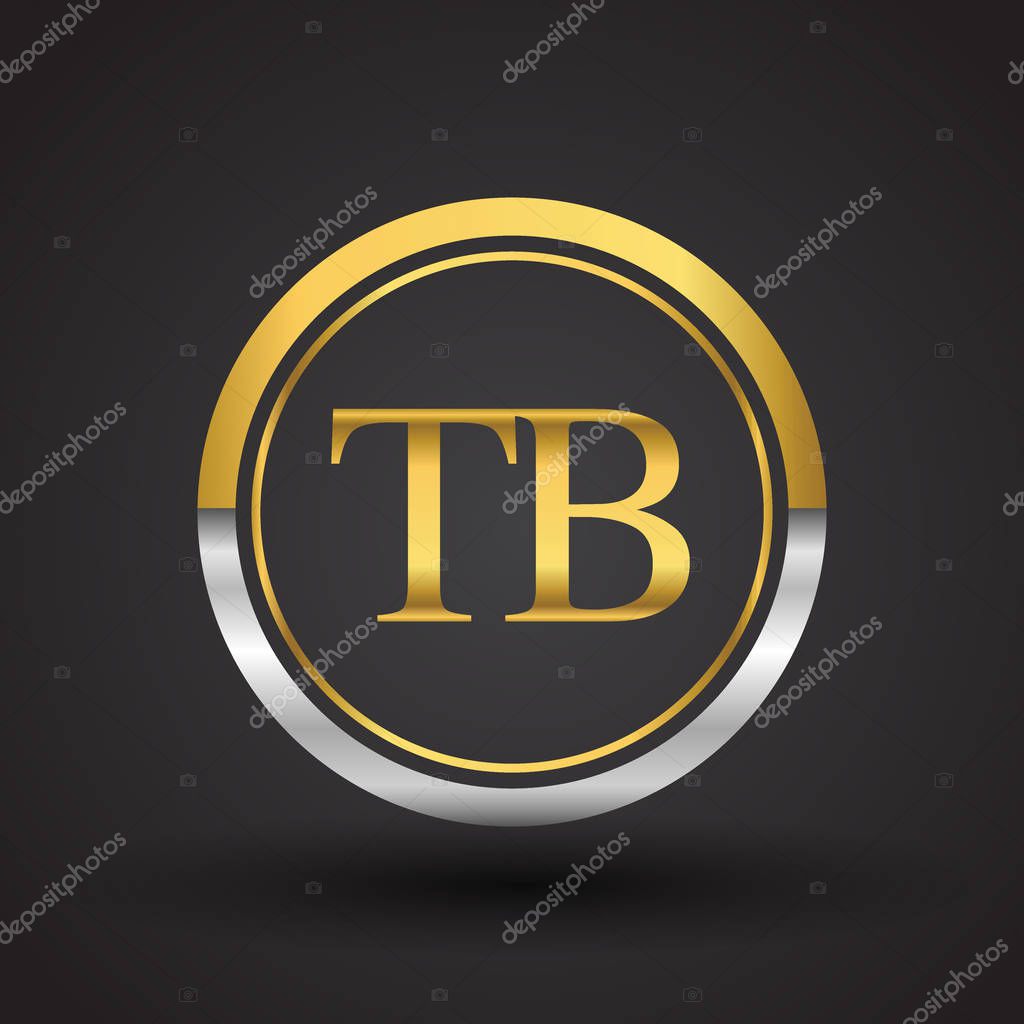 Vector illustration of silver and golden letters tb
