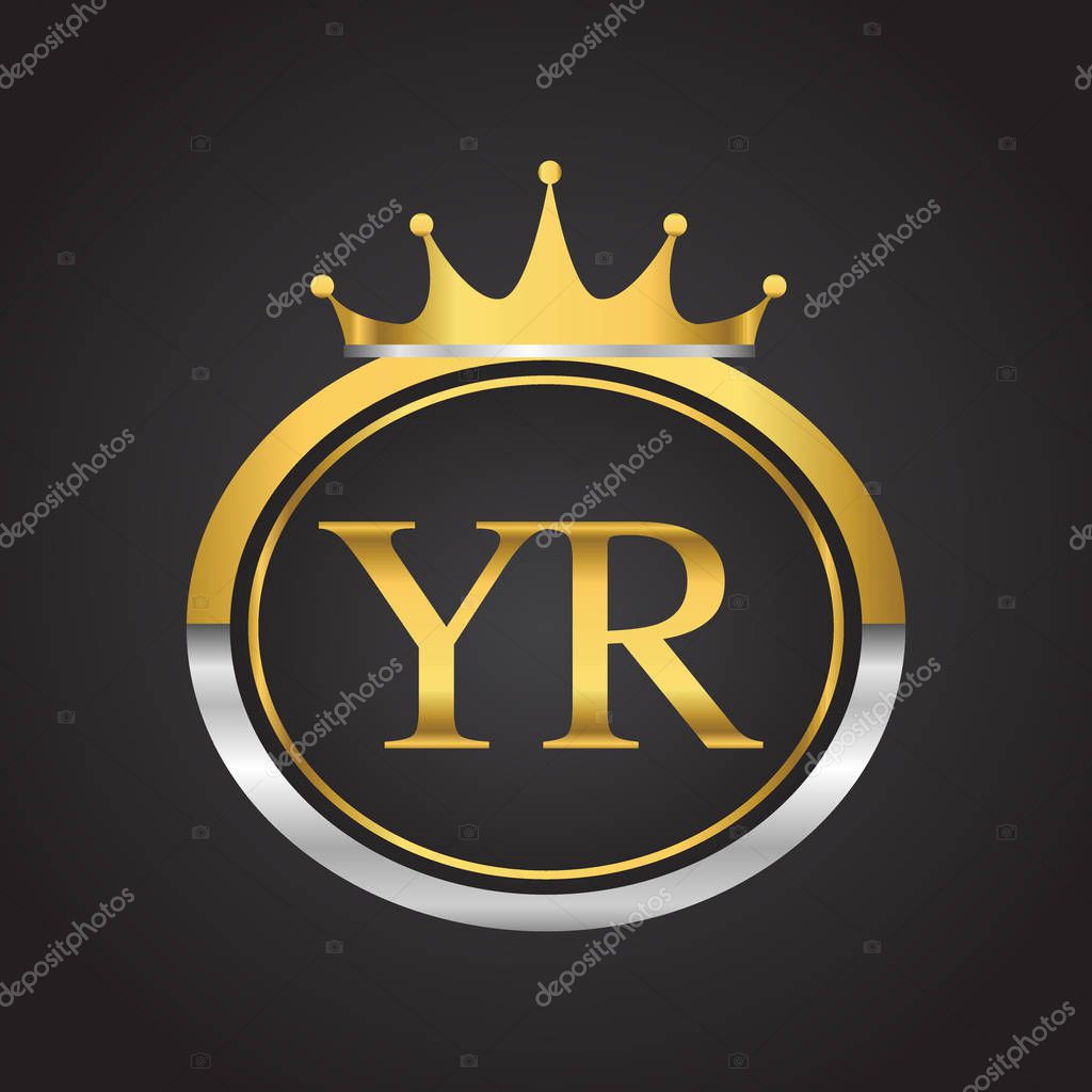 Vector illustration of silver and golden letters yr