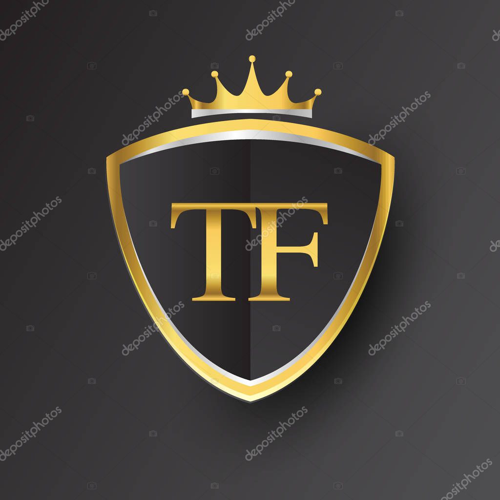 Vector illustration of  golden letters tf