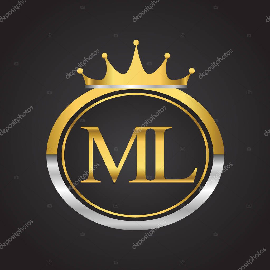 Vector illustration of  golden letters ml