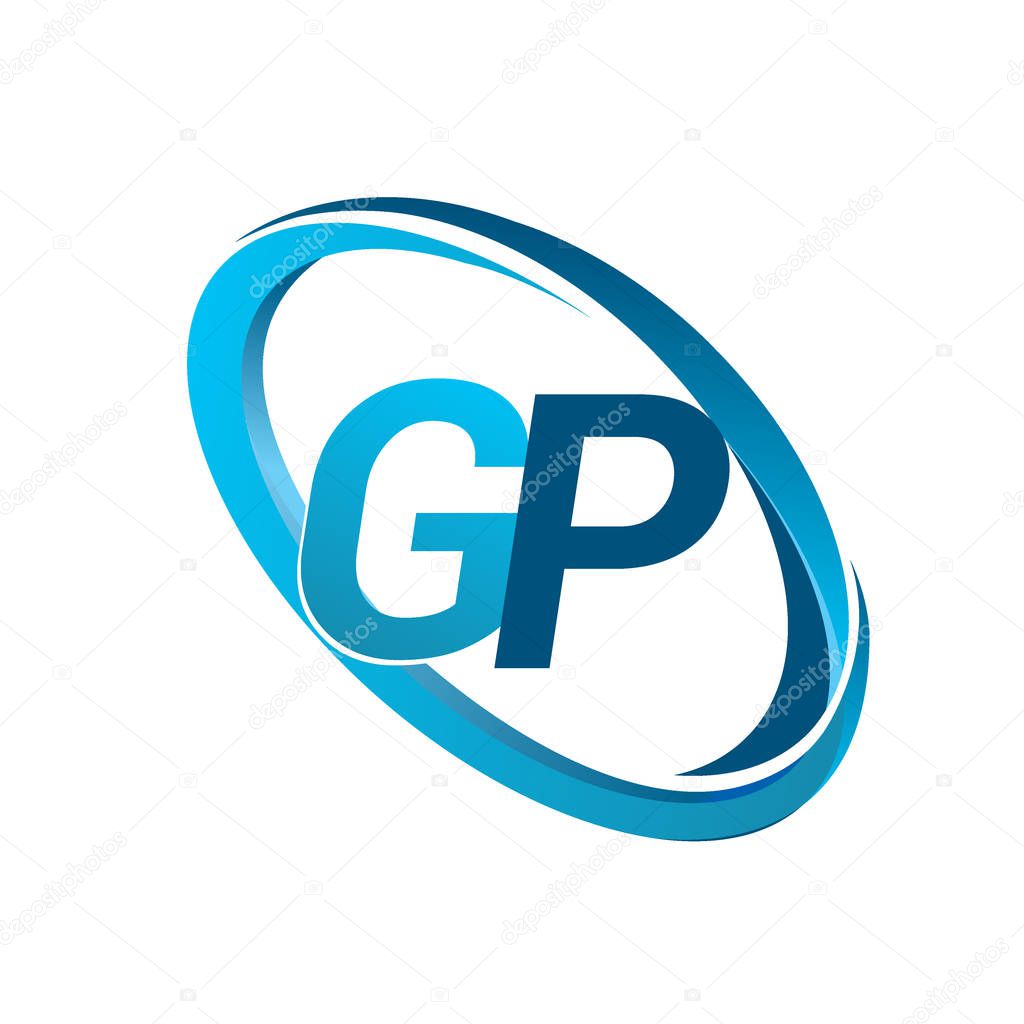 Vector illustration of blue letters gp