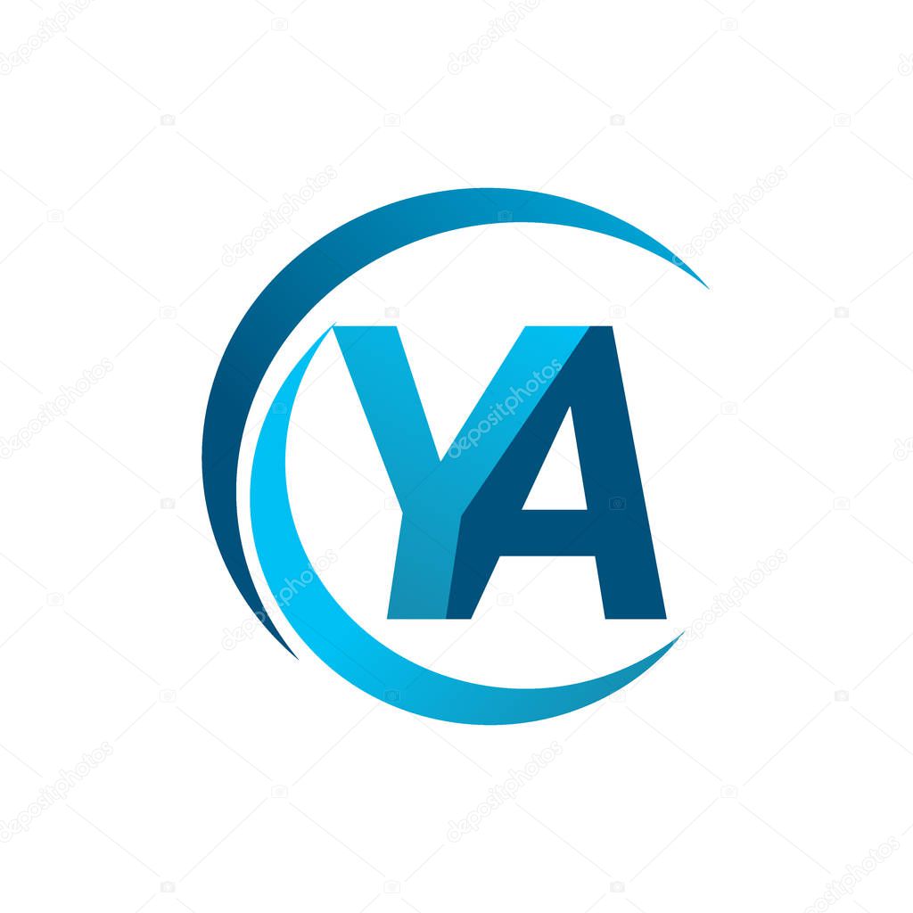 Vector illustration of blue letters ya