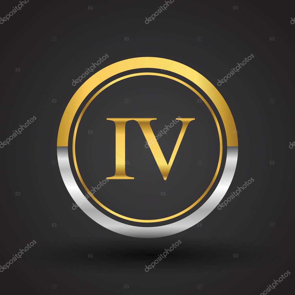 Vector illustration of silver and golden letters iv