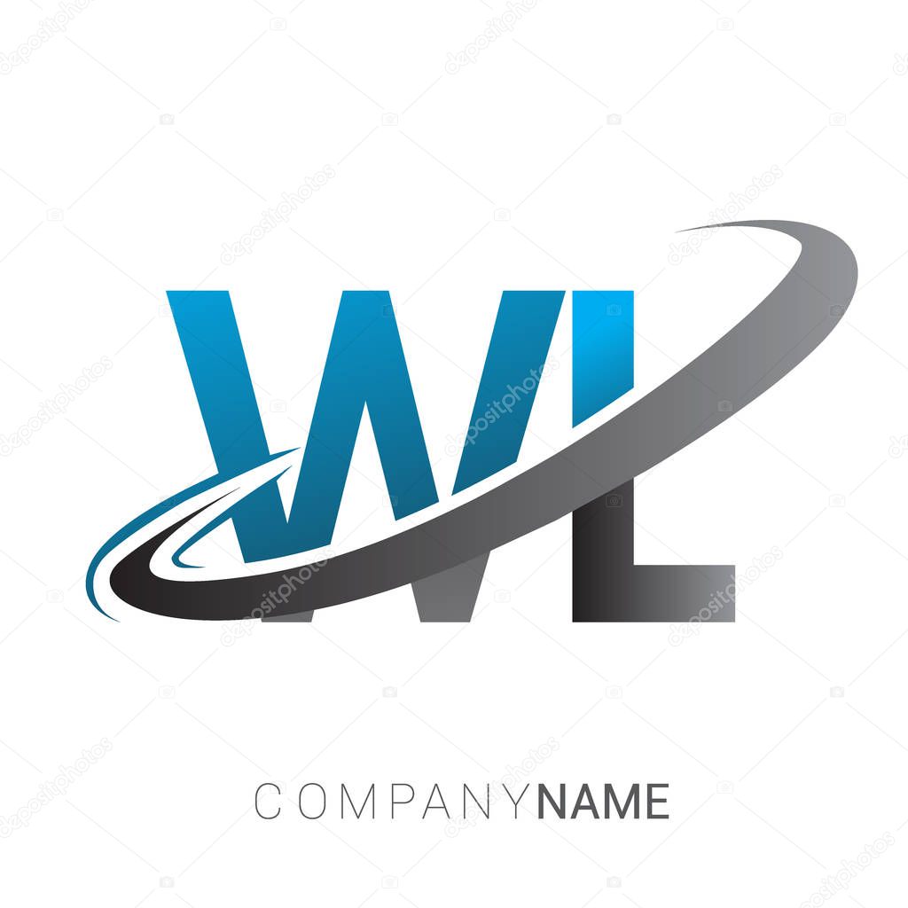 Vector illustration of blue and  black letters wl