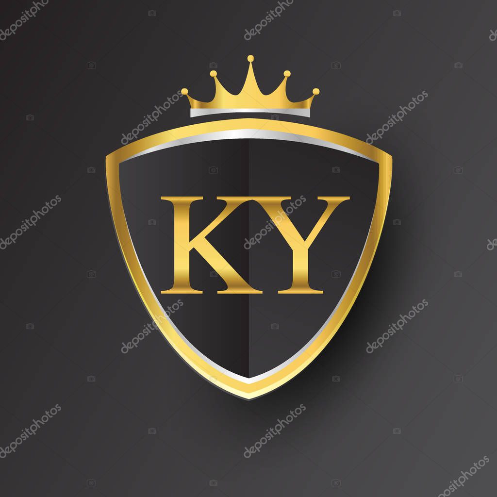 Vector illustration of  golden letters ky
