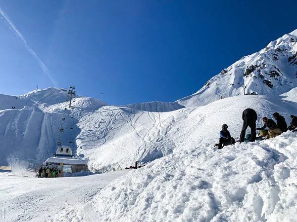 Slunný Zimní Den Lyžařském Středisku Seegrube Tyrolských Alp Innsbruck Rakousko — Stock fotografie