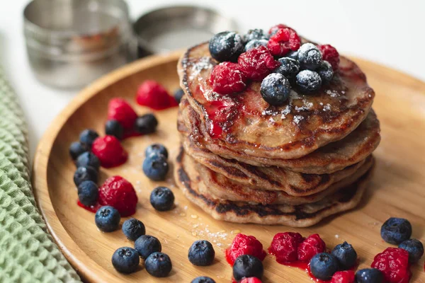 Heap Healthy Vegan Gluten Free Whole Grain Pancakes Made Buckwheat — Stock Photo, Image