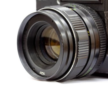 Eski Slr film kamera lens ile sabit odak uzunluğu. SSCB içinde üretilen