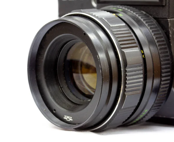 Oude Slr Film Camera Lens Met Vaste Brandpuntsafstand Geproduceerd Sovjet — Stockfoto